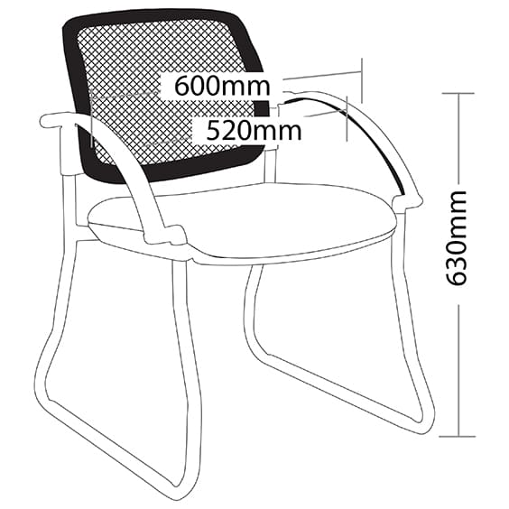 ST Maxi Mesh Back Sled Base Hospitality Chair - Chrome