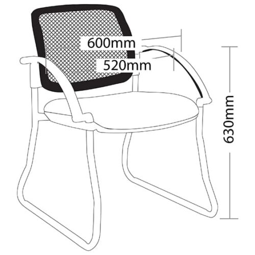 ST Maxi Mesh Back Sled Base Hospitality Chair - Black