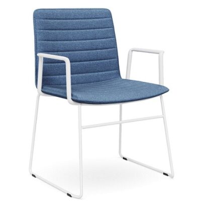 DD Nikola Sled base Chair with Arm Rest in White Frame