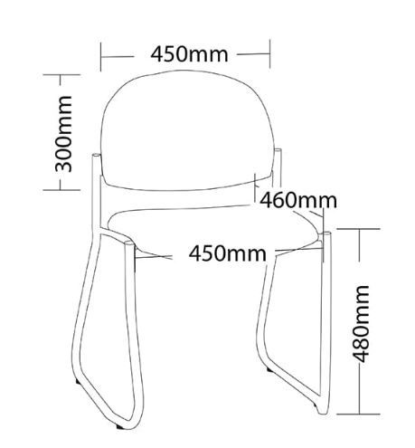 ST Vera Sled Base Round Back Fabric Upholstered Training Chair