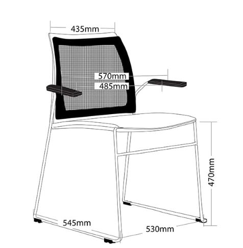 ST Vinn Mesh Back Stackable Client Chair with Arms