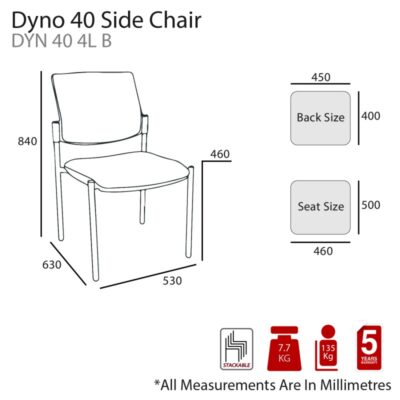 MA Dino 40 Stackable Chrome Base Side Chair