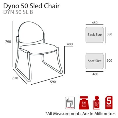 MA Dino 50 Stackable Chrome Sled Base Chair