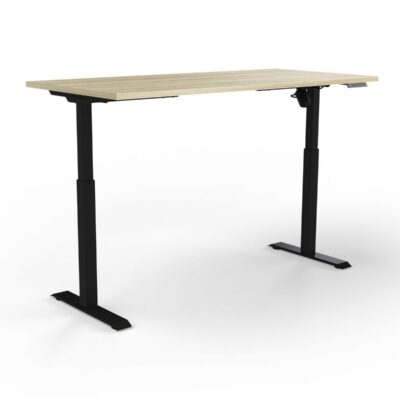 OL Quick Stand Desk in New Oak Top with Black Base